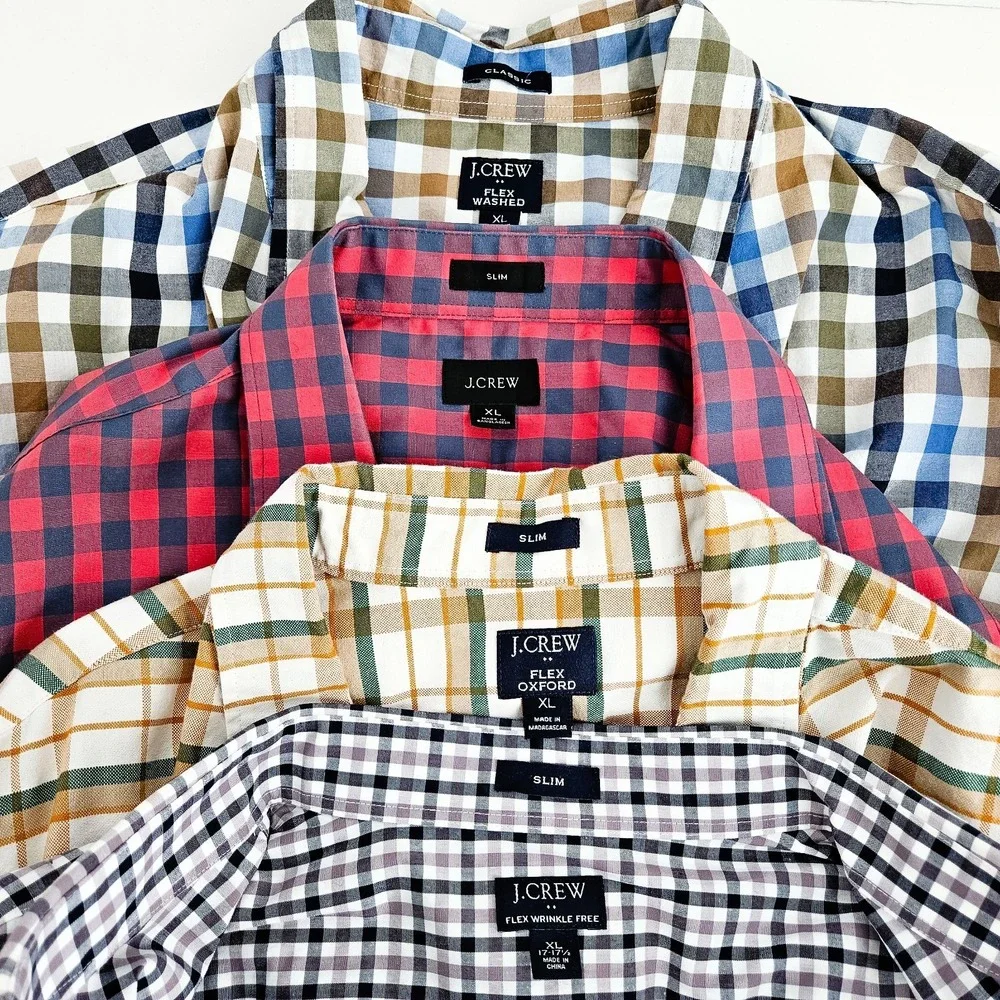 J Crew Lot Of 4 Button Down Long Sleeve Shirts Mens XL Slim & Classic Checkered - Picture 10 of 13